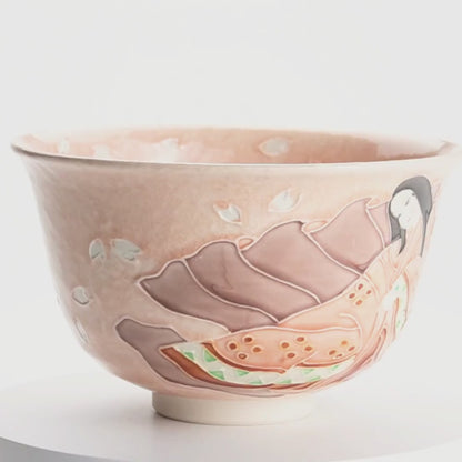 抹茶碗　紫式部と桜 A　山本一如