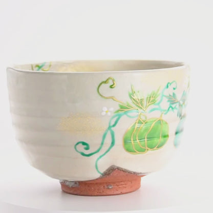 抹茶碗　粉引 風船葛　永山