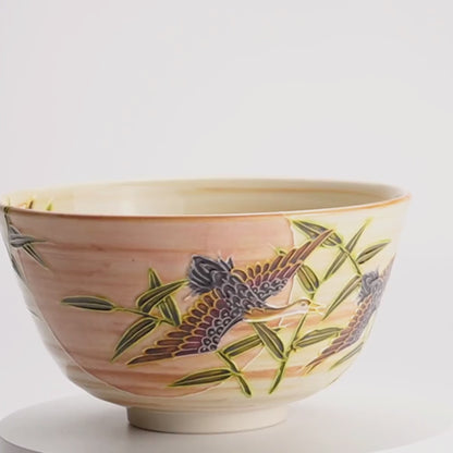 抹茶碗　夕陽に雁　山本一如