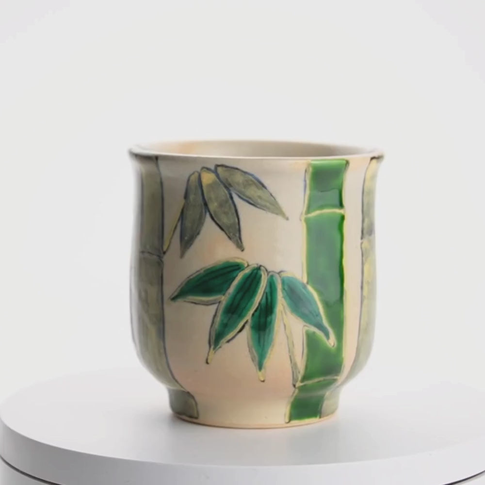 京都 清水焼】湯吞 青竹 花光山窯｜コトポッター