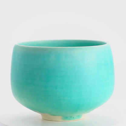 抹茶碗　碧釉 2B　竹村陽太郎