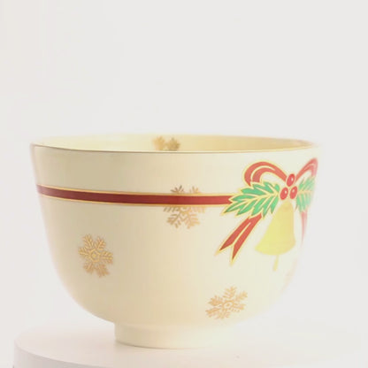 抹茶碗　クリスマスリース　陶楽