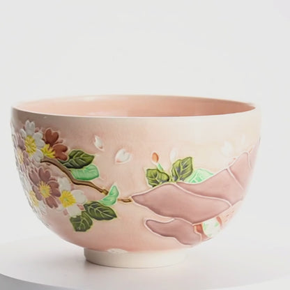 抹茶碗　紫式部と桜 C　山本一如