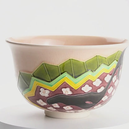 抹茶碗　紫式部と桜 E　山本一如