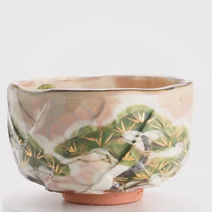 抹茶碗　雪松之絵　俊山窯