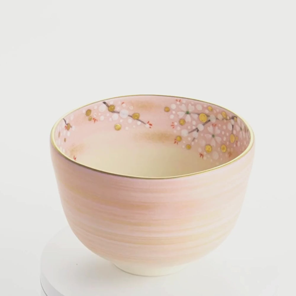 抹茶碗　内絵桜　善昇 - Handcrafted Japanese pottery from Kyoto - Kyo ware / Kiyomizu ware.