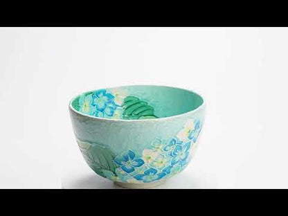 抹茶碗　淡青交趾"紫陽花"　一如