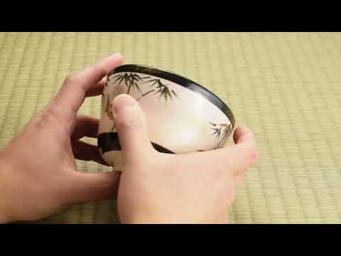 京都清水烧抹茶碗金彩竹与麻雀｜海峰｜KOTOPOTTER