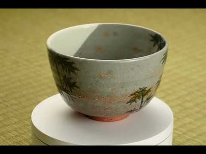 抹茶碗　竹にスズメ　淺野有希子