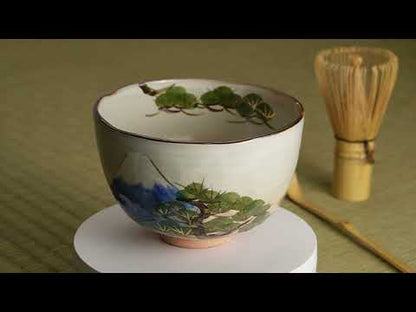 抹茶碗　富士と松　俊山窯