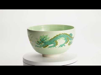Matcha Bowl - Pale Green “Dragon” by Ichinyo