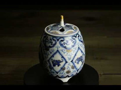 香炉　染付"子象"　淺野有希子