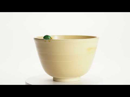 【清水烧】抹茶碗 鹤龟 峨山