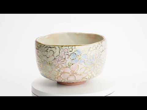 京都 清水焼】抹茶碗 色絵金彩 花詰 俊山窯｜コトポッター