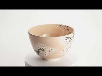 抹茶碗　淡桃交趾 "満開の桜"　一如