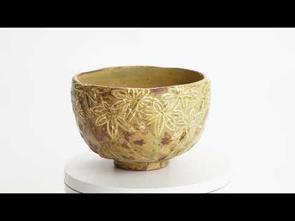 抹茶碗　イラボ金彩"楓図"B　俊山窯