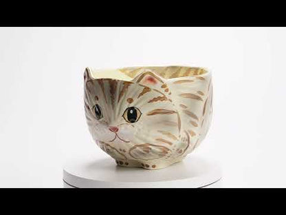 抹茶碗　茶虎猫　良二