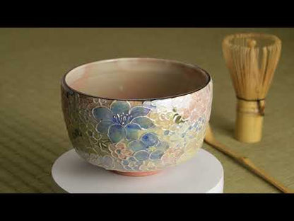 抹茶碗　ラスター彩 花詰A　俊山窯