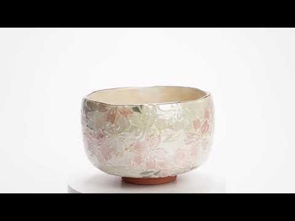 抹茶碗　ラスター彩 桜詰　俊山窯