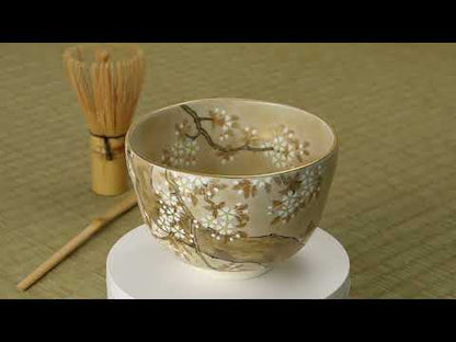 Matcha Bowl -Rimpa Design "Cherry Blossom" by Zensho