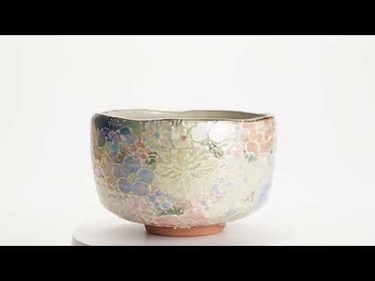 【清水烧】抹茶碗 珠光彩 "满花" 俊山窑