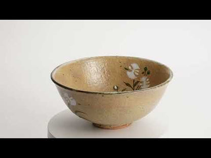 抹茶碗(平)　灰釉"さぎ草"　良二