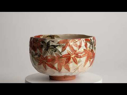 抹茶碗　紅葉之図B　俊山窯