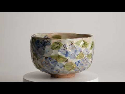 抹茶碗　紫陽花之図　俊山窯