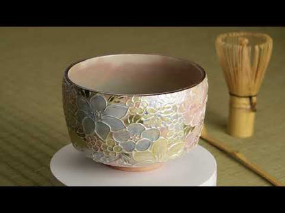 抹茶碗　ラスター彩 花詰B　俊山窯