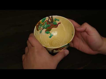 【清水烧】抹茶碗 风神雷神 一如