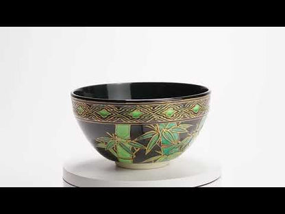 抹茶碗　紫交趾"竹林"　一如
