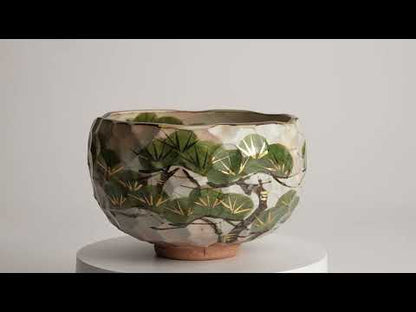 抹茶碗　松之図　俊山窯
