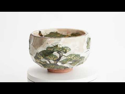 抹茶碗　雪松図 A　俊山窯