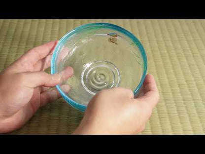 玻璃抹茶碗 柳与翠鸟 海峰