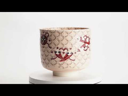 抹茶碗　淡桃"宝尽七宝紋"　一如