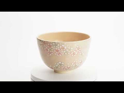 【清水烧】抹茶碗 樱花《金银霞》 清水幹子