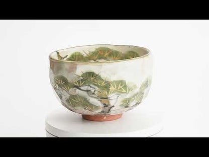 抹茶碗　雪松図 B　俊山窯