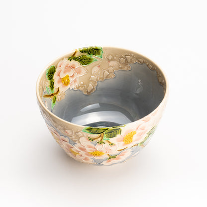 抹茶碗　淡紫交趾"桜に雲"　一如 KOTOPOTTER