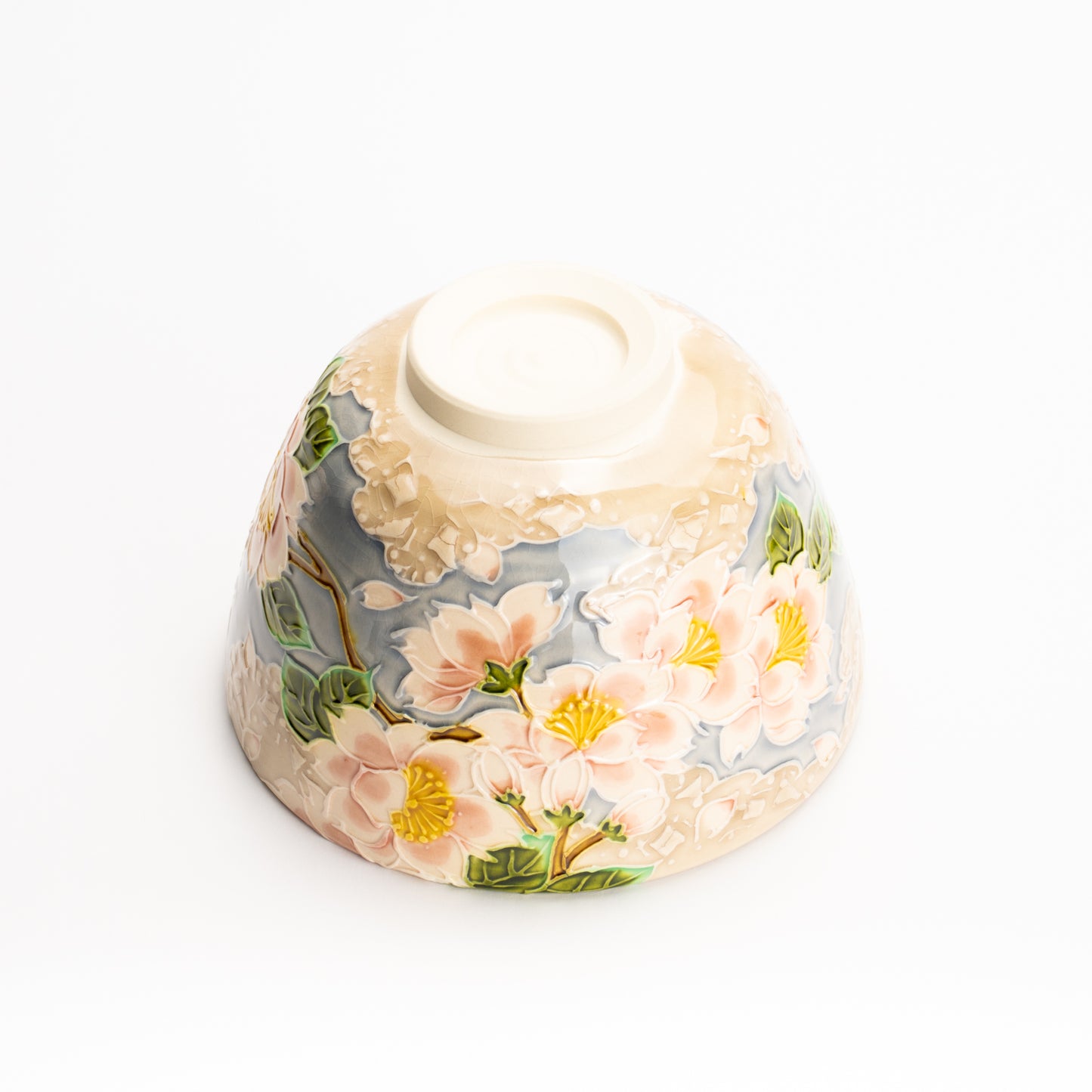 抹茶碗　淡紫交趾"桜に雲"　一如 KOTOPOTTER