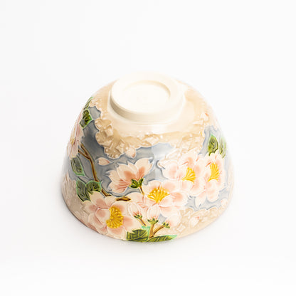 抹茶碗　淡紫交趾"桜に雲"　一如 KOTOPOTTER