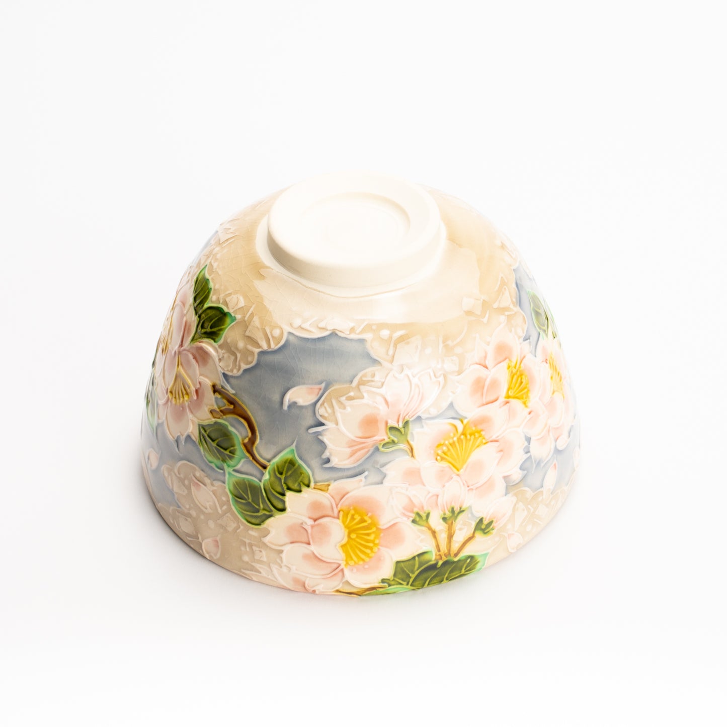 抹茶碗　淡紫交趾"桜に雲"　一如 KOTOPOTTER