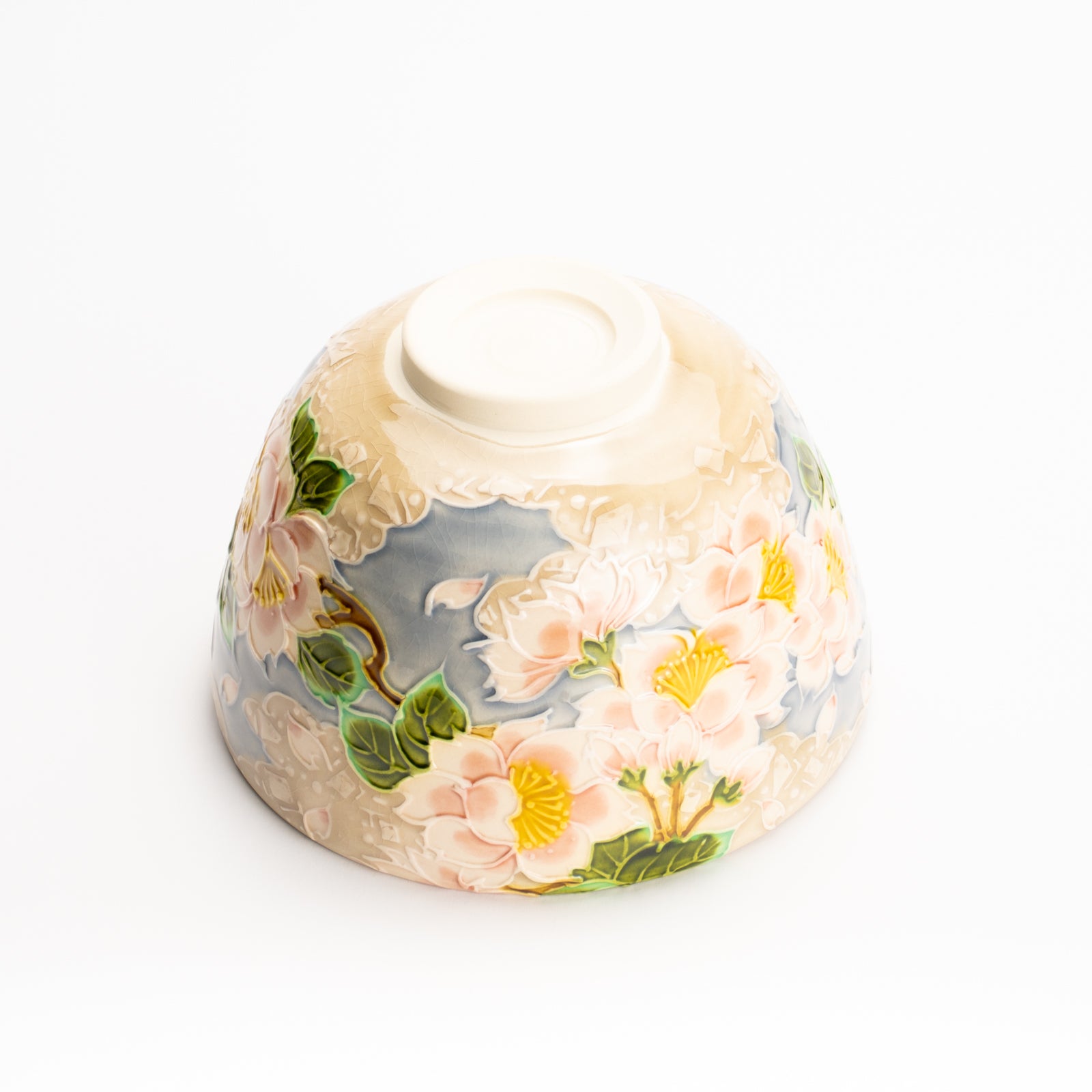 抹茶碗　淡紫交趾"桜に雲"　一如 KOTOPOTTER