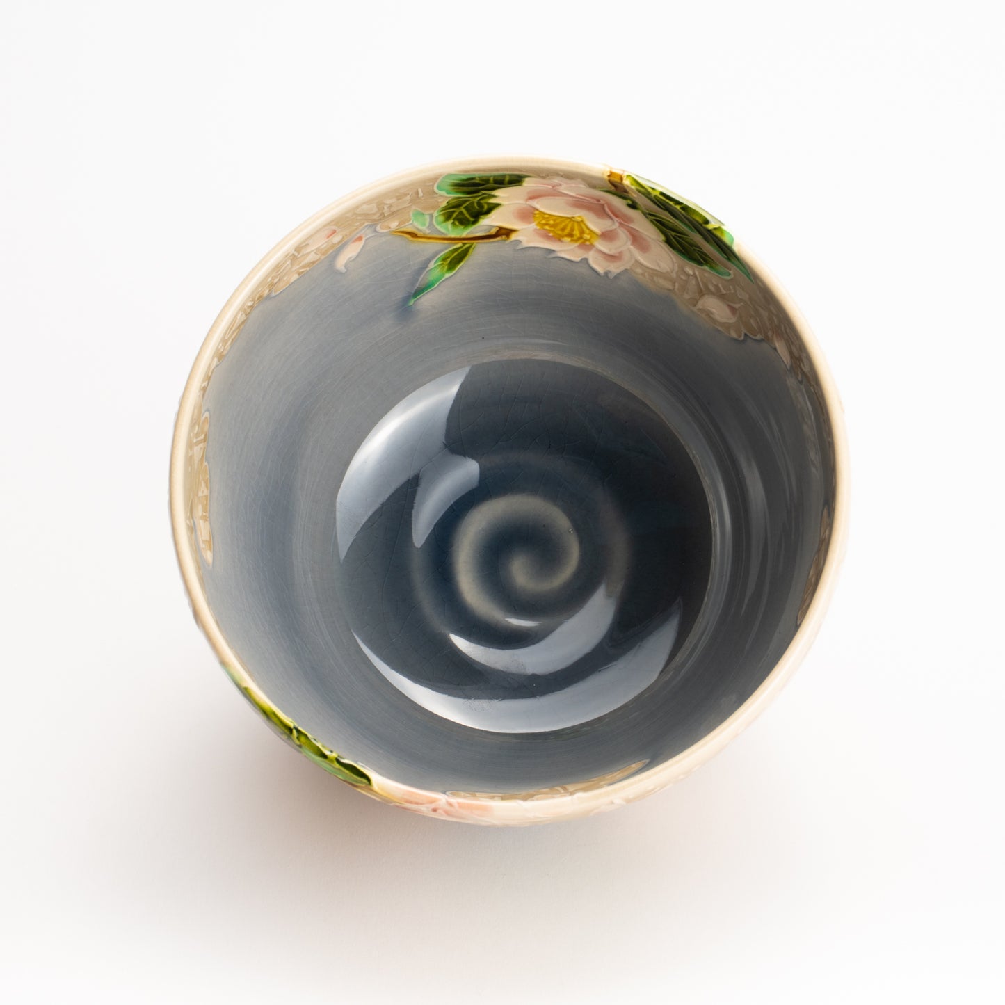 抹茶碗　淡紫交趾"桜に雲"　一如 KOTOPOTTER