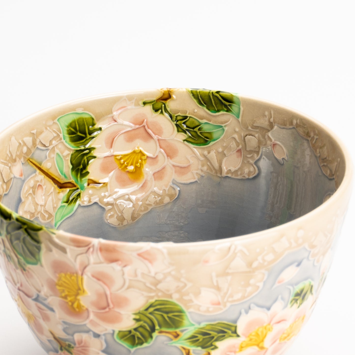 抹茶碗　淡紫交趾"桜に雲"　一如 KOTOPOTTER