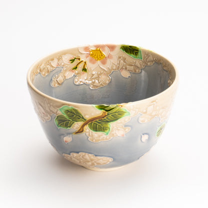 抹茶碗　淡紫交趾"桜に雲"　一如 KOTOPOTTER