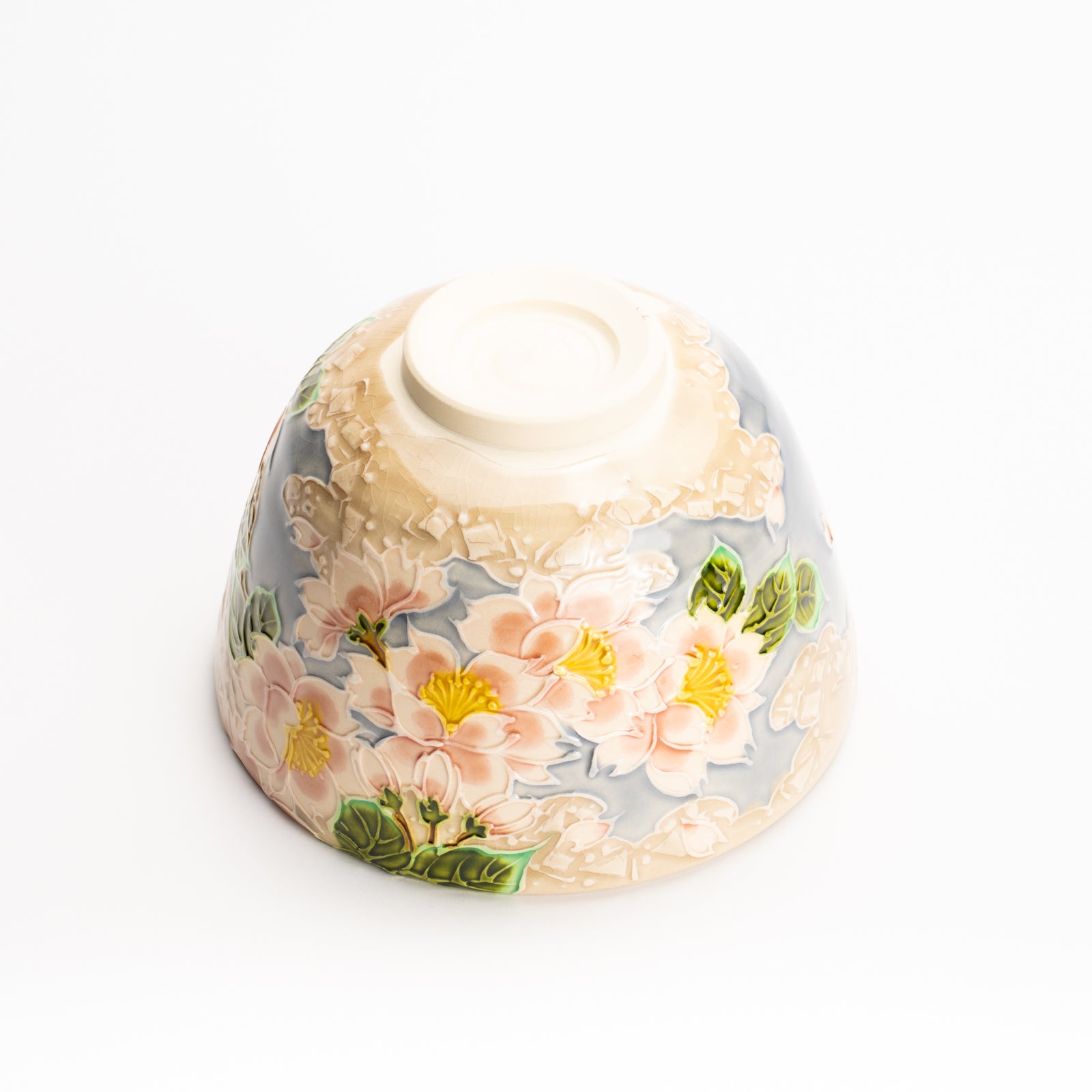 抹茶碗　淡紫交趾"桜に雲"　一如 KOTOPOTTER