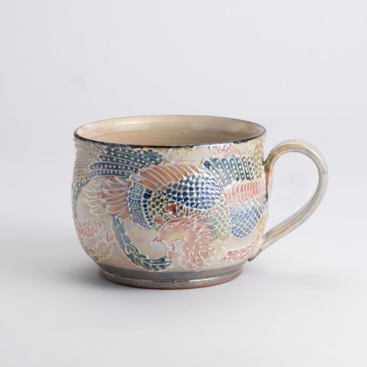 マグカップ　ラスター彩 鳳凰　俊山窯 - Handcrafted Japanese pottery from Kyoto - Kyo ware / Kiyomizu ware.