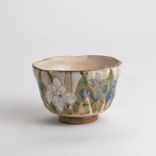 汲出碗　菖蒲　俊山窯 - Handcrafted Japanese pottery from Kyoto - Kyo ware / Kiyomizu ware.