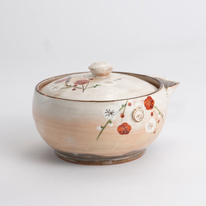 宝瓶急須　梅にウグイス　俊山窯 - Handcrafted Japanese pottery from Kyoto - Kyo ware / Kiyomizu ware.