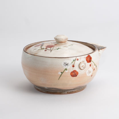 宝瓶急須　梅にウグイス　俊山窯 - Handcrafted Japanese pottery from Kyoto - Kyo ware / Kiyomizu ware.